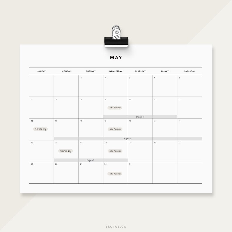 Minimalist Printable Calendar - Printable Templates