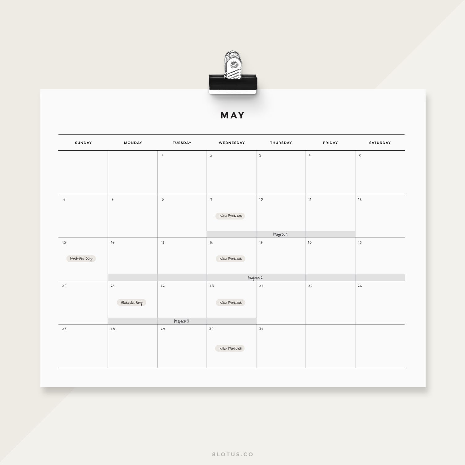 Minimalist Calendar Printable L Desk Calendar, Wall Calendar, Large ...