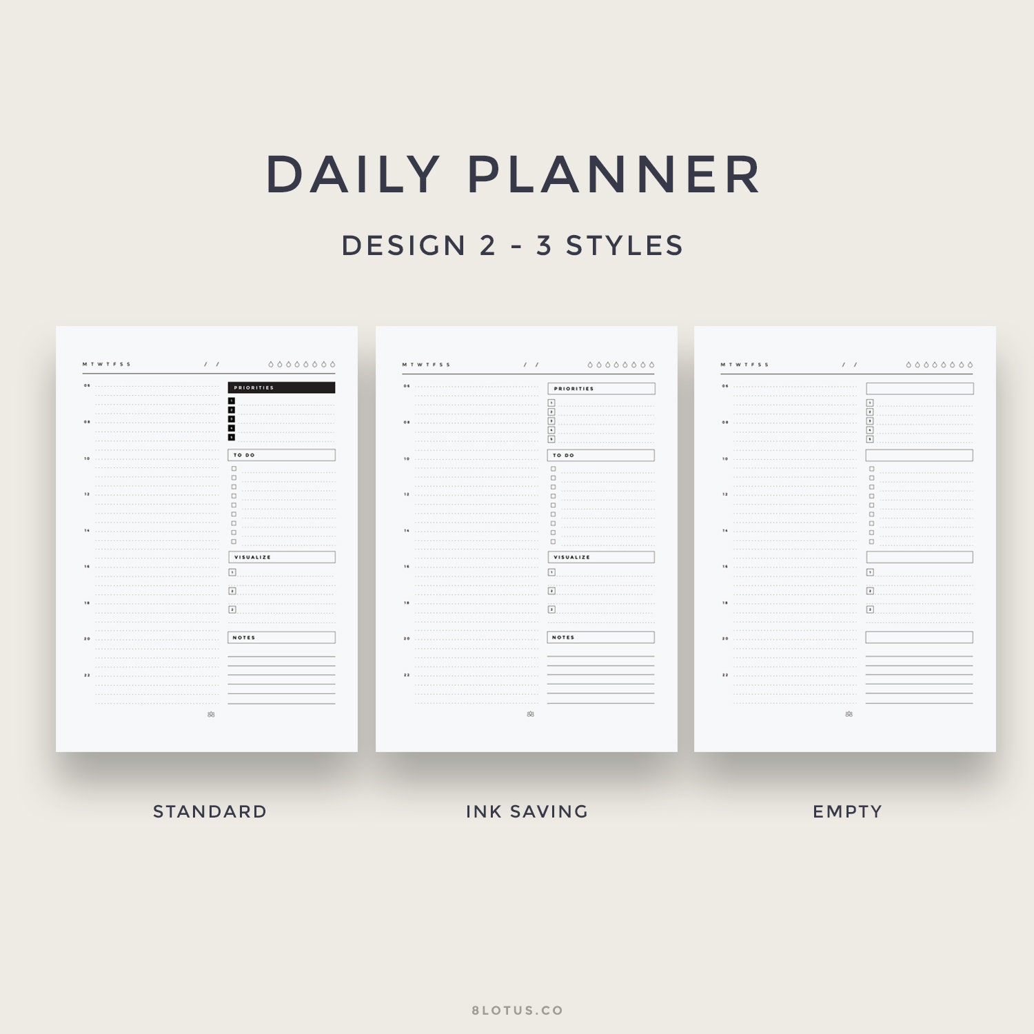 Minimal Daily Planner Inserts - 8Lotus