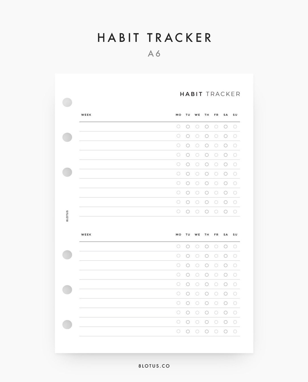 A6 Habit Tracker - Minimalist L Monthly Tracker, Daily Habits, Goal ...