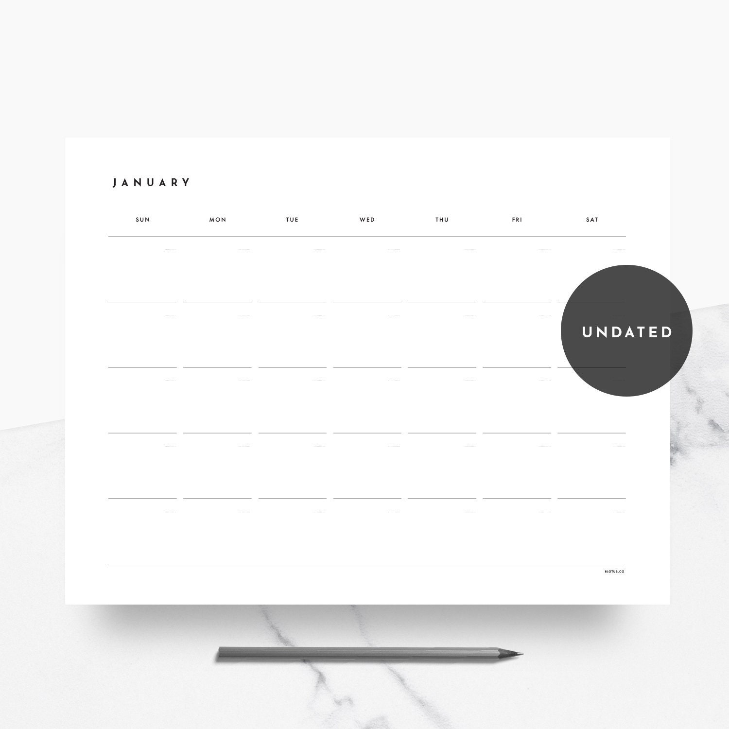 Modern Undated Calendar A4 US Letter Printable Calendar Etsy