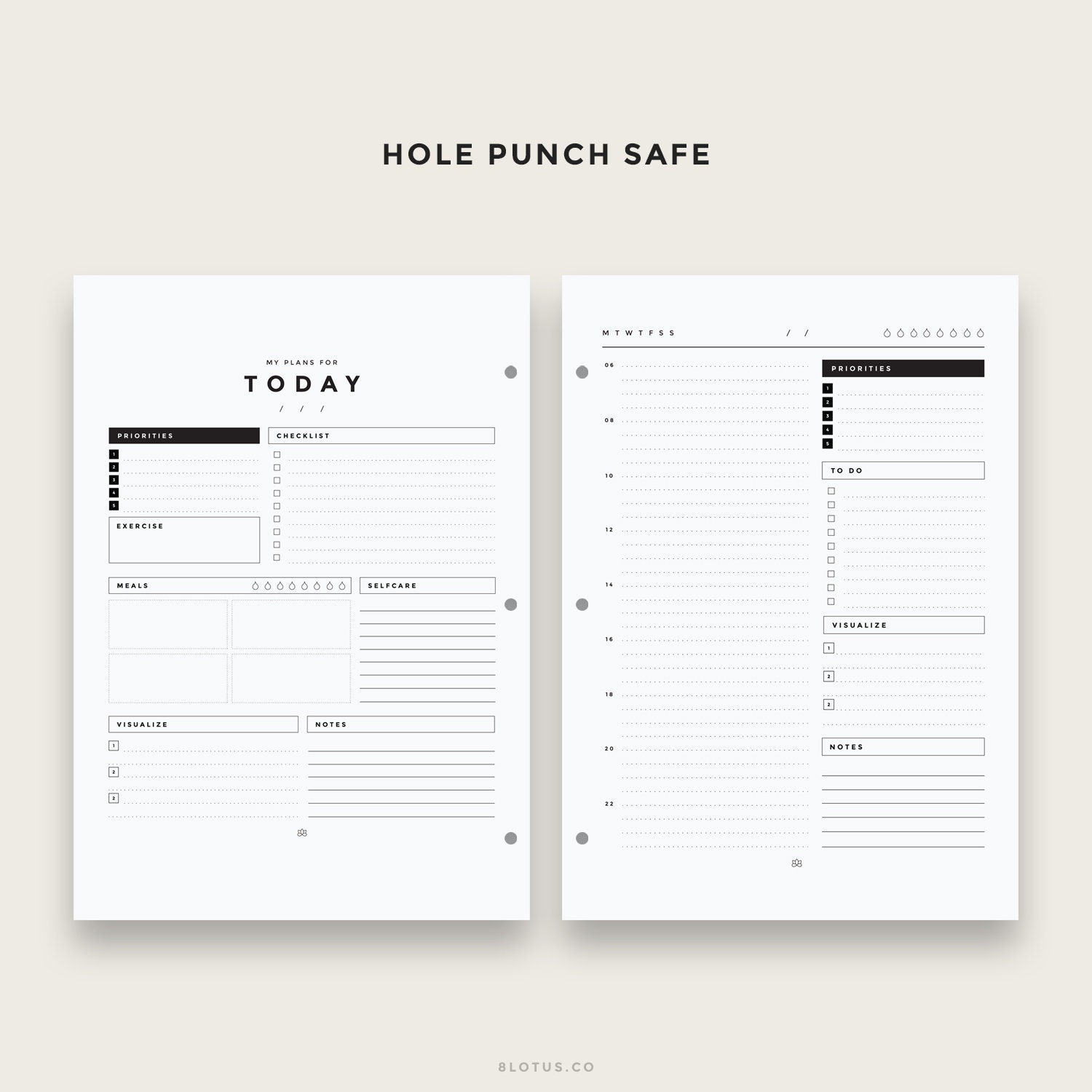 Paper Daily To Do List Digital PDF Personal wide Planner Download