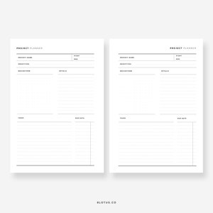 Minimalist Project Planner - A5 HALF Size l Hobby Planner, Student Planner, Muji Refill, Filofax Insert A5, Kikkik Insert A5, Muji Printable image 2