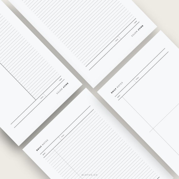 Minimalist Notes Printable l Lined Paper, Student Notes, To Do List, Printable Diary, Planner Notepad, Notepad, Notes, A4, US Letter