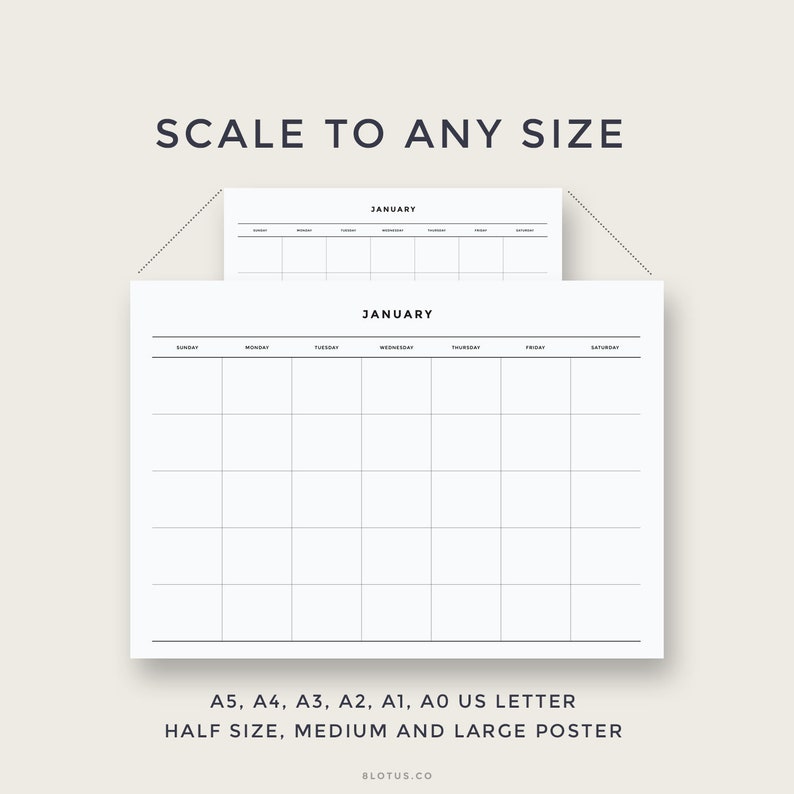 Minimalist Calendar Printable L Desk Calendar Wall Calendar Etsy