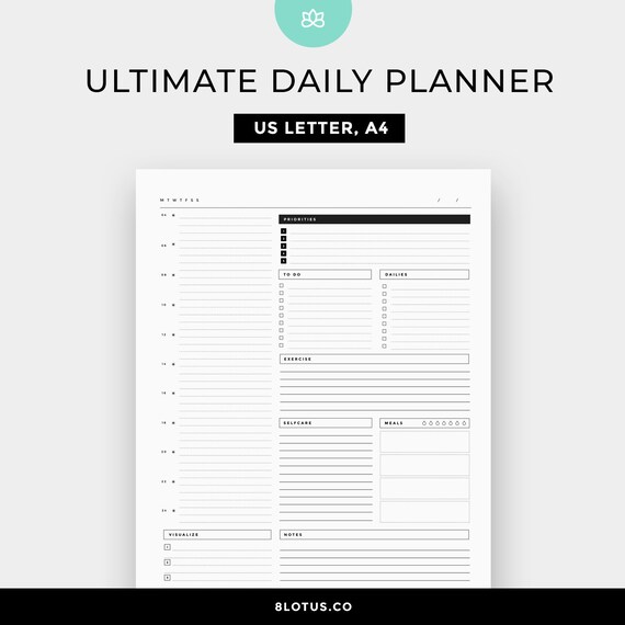 Ultimate Daily Planner Daily Organizer Minimalist Planner Etsy