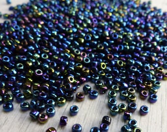 Glass Seed Beads for Crafting and Jewelry Making oil Black Iridescent Colours