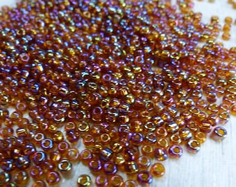 Glass Seed Beads for Crafting and Jewelry Making Brown Iridescent Colours