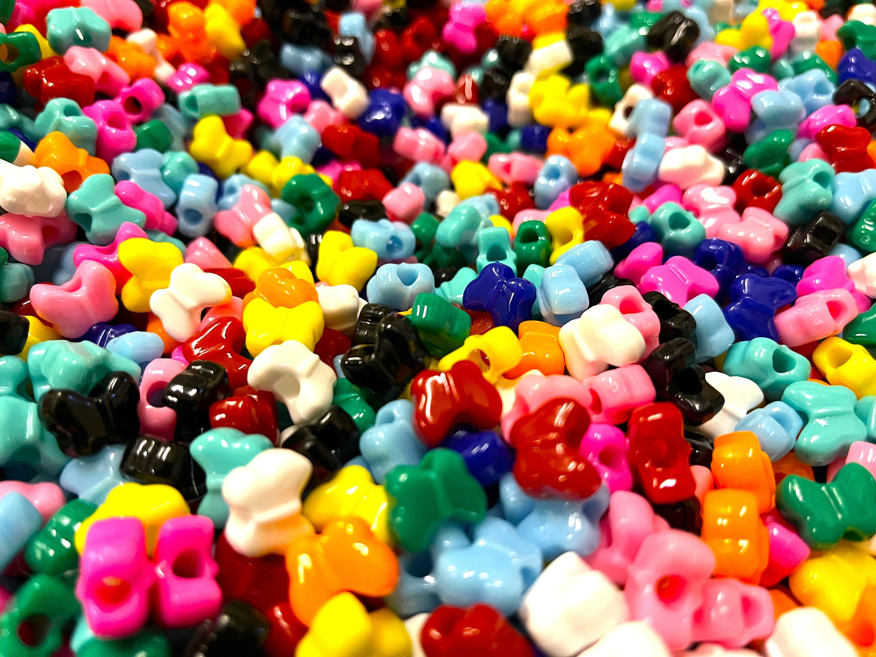 100 X Butterflies Shaped Mixed Colour Pony Beads Jewelry Making Craft  Plastic Opaque Candy Mix 