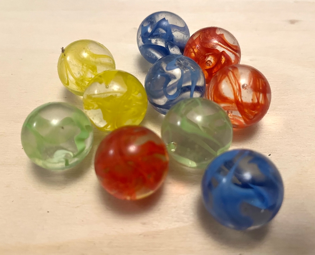 10 Medium Clear Colour Swirl Marbles Toy Games Vintage Historical ...