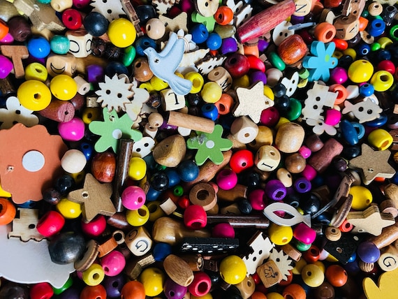 100 mixed wooden clearance beads of all shapes and sizes jewelry making