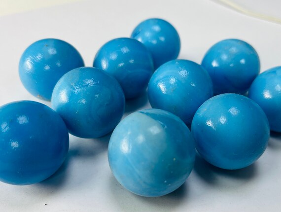 10 juegos de juguete de canicas azules medianas vintage histórico,  fabricación de joyas
