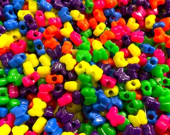 100 X Butterflies Shaped Mixed Colour Pony Beads Jewelry Making Craft  Plastic Opaque Candy Mix 