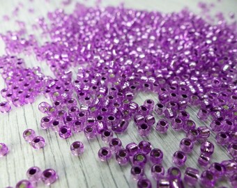 Silver Lined Glass Seed Beads for Crafting and Jewelry Making lt purple Colours