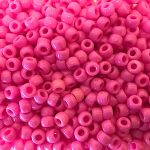 100 x Pink Opaque Colour Pony Beads Jewelry Making Craft Plastic