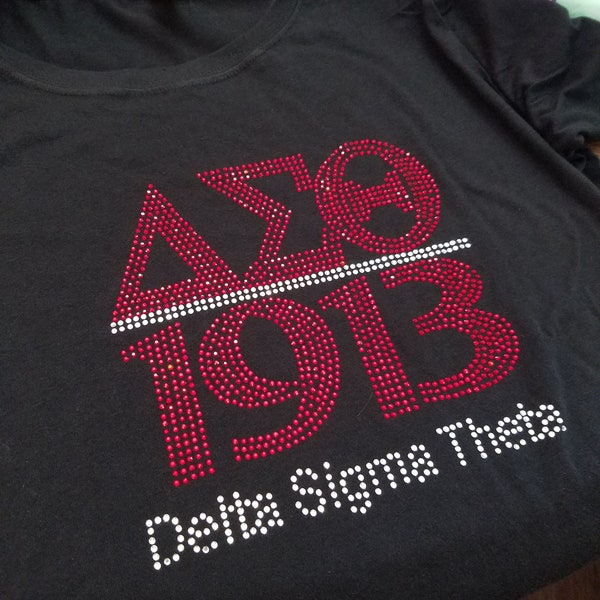 Delta Sigma Theta 1913 Rhinestone Transfer Design for T-Shirt