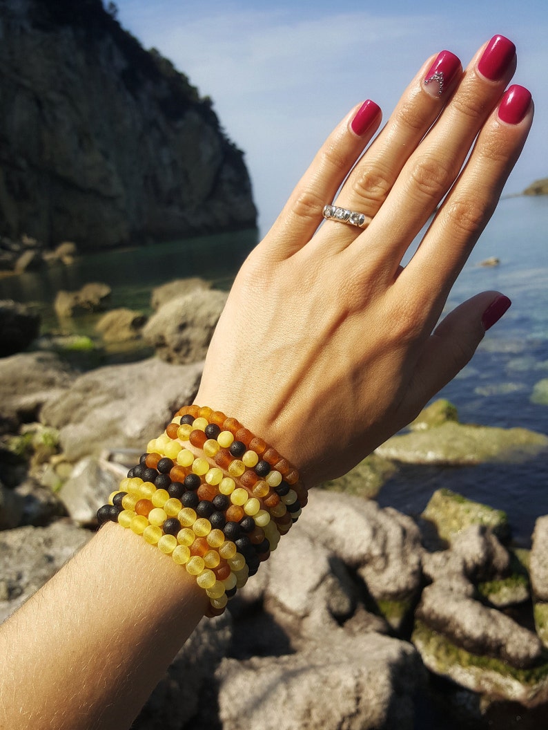 Amber cognac bracelet Raw adult baroque Unpolished amber image 2
