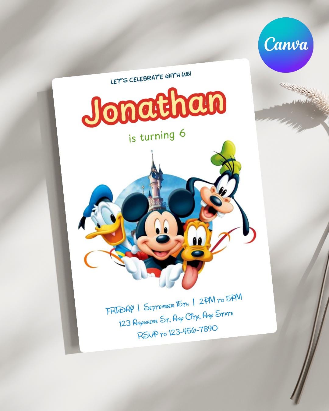 Editable Mickey Mouse and Friends Party Invitation, Kids Birthday ...