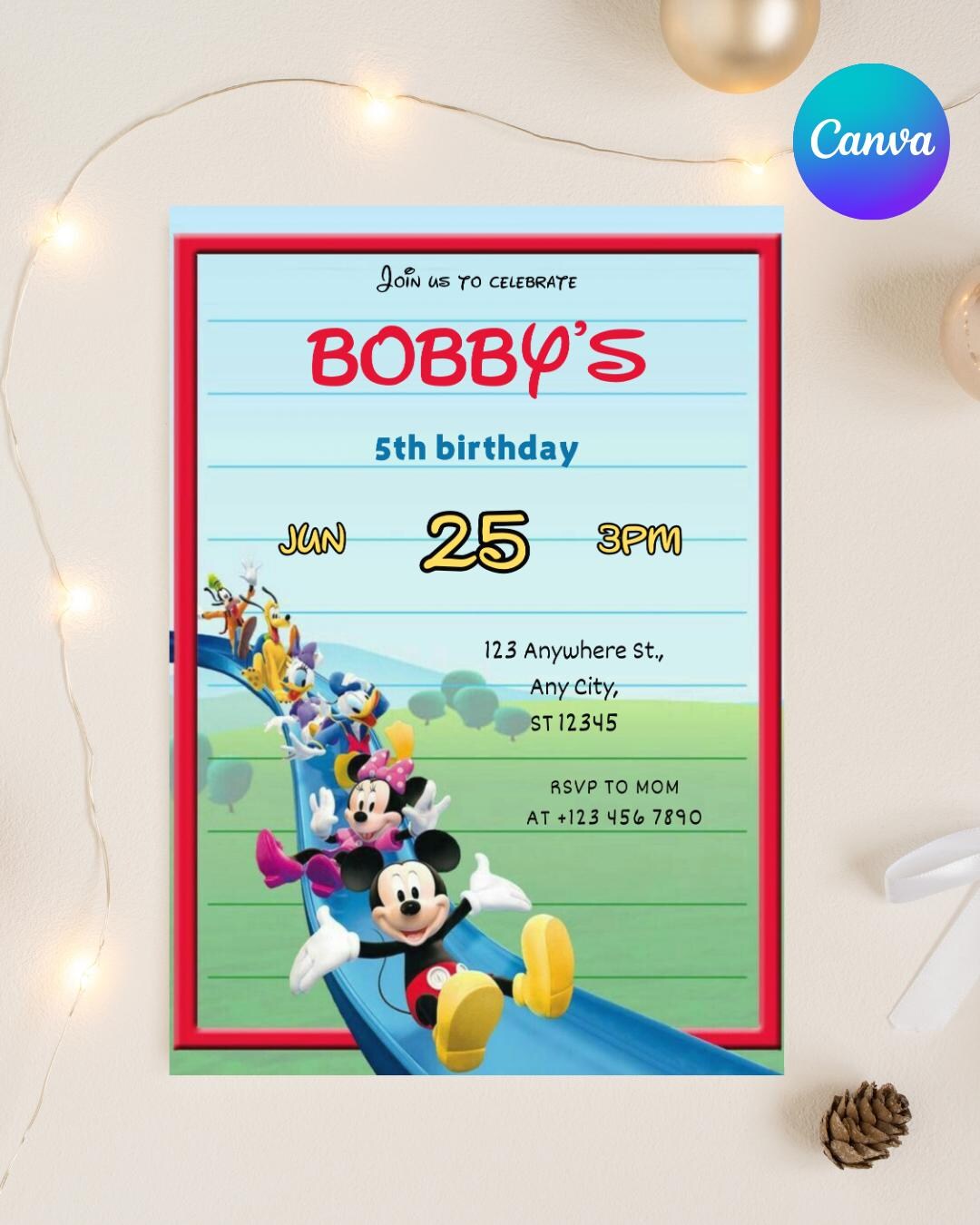 Editable Mickey Mouse and Friends Adventure Birthday Invitation for ...