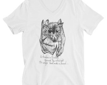 The Bat-Poet (Unisex Short Sleeve V-Neck T-Shirt)