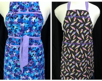 Girl’s apron, Colorful butterflies, Sprinkles ice cones, Cooking, Crafting, Reversible, Children’s, Handmade in USA, Christmas, Birthday