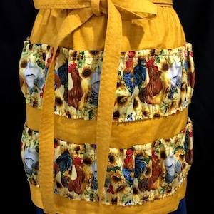 Egg gathering apron, Gold egg collecting apron, Egg pockets apron, Egg apron, Chickens, Flowers, Handmade in USA, Christmas gift, Birthday