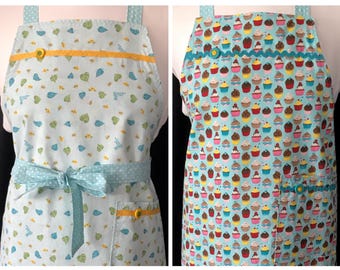 Girl’s apron, Colorful butterflies, Sprinkles ice cones, Cooking, Crafting, Reversible, Children’s, Handmade in USA, Christmas, Birthday