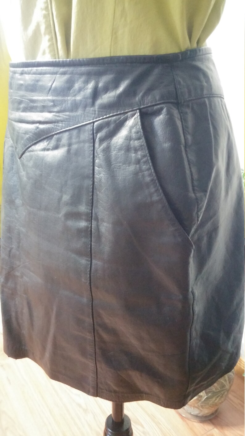 Vintage black leather mini skirt
