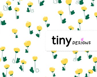 Buttercup Field Seamless Pattern, Butter yellow summer Digital Fabric Design, Cute Cottagecore Scrapbook Paper, Printable Background