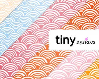 Tokyo Rainbow Pattern Pack Hand-Drawn Seamless Origami-Inspired Tiles | 6 Pastel Digital Papers | PNG + PDF Download