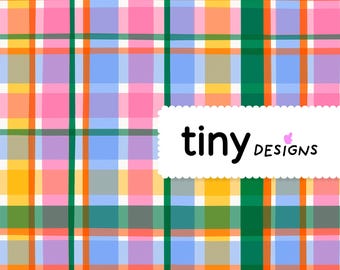 Funky Tartan Pattern – Bright Retro Plaid Digital Paper, Seamless Gingham, Bold Color Check, Fabric Printing Design, Scrapbooking PNG PDF