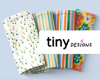 Assorted Buttercup 4 Pack | Funky Flowers, Sweet Autumn Stripes, Tiny Stripes & Buttercups | Seamless Fabric Digital Bundle | Paper Crafts