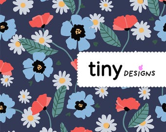 Wild Flowers Seamless Pattern | Poppies, Violets and Wilderness Design | Fabric, Sublimation, Home Décor & Craft Projects
