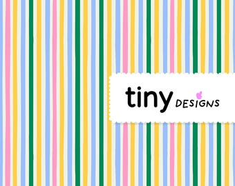 Tiny Multicolored Stripes Seamless Pattern Forest Green, Blue, Yellow and Pink | Baby Shower, Nursery, Fabrics & Modern Decor