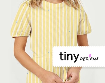 Butter Yellow Stripe Pattern with Blue Heart – Seamless Digital Print for Fabric, Nursery Decor & Sublimation | Summer 2025 Trend