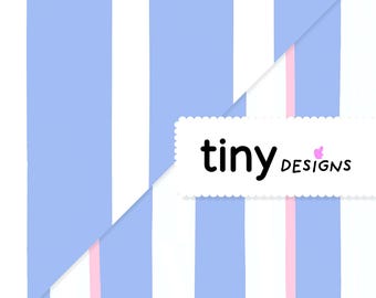 French Riviera Blue Stripe Pattern Duo – Seamless Digital Paper Pack with Marshmallow Pink Highlight – Hand-Drawn PNG & PDF x2