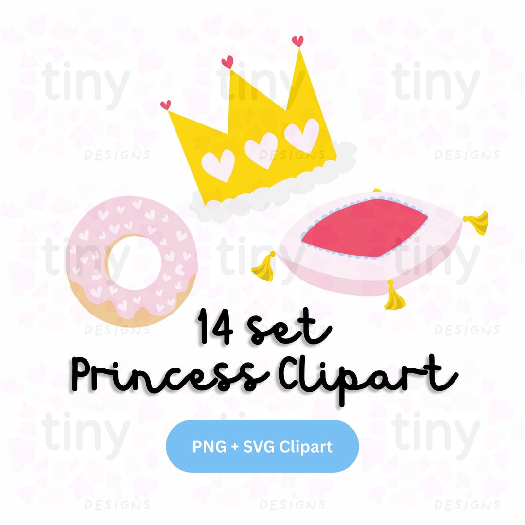 Princess Royal Clipart Bundle – 14 Pngs + 2 SVG | Pastel Pink & Blue ...