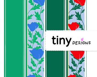 Folk Floral Stripe Pattern | Hand-Drawn Boho Wildflower Stripes | Vintage Cottagecore Digital Paper | PDF + PNG Download