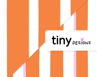 Retro Orange Stripe Pattern Duo – Seamless Digital Paper Pack with Marshmallow Pink Highlight – Hand-Drawn PNG & PDF x2