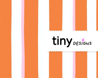 Funky Retro Orange Stripe Pattern – Medium Seamless Digital Paper with Marshmallow Pink Highlight – Hand-Drawn PNG & PDF