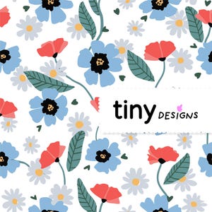 Soft Wildflower Seamless Pattern | Light Floral Art Deco Print | Poppy and Violet Fabric, Wallpaper, Sublimation & Crafts