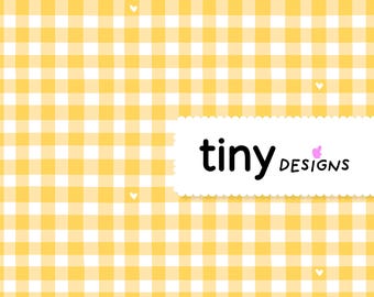Petit Vichy Yellow Gingham Seamless Pattern + Hearts, Digital Paper, Cute Cottagecore Scrapbook Paper, Printable Fabric Design | PDF PNG