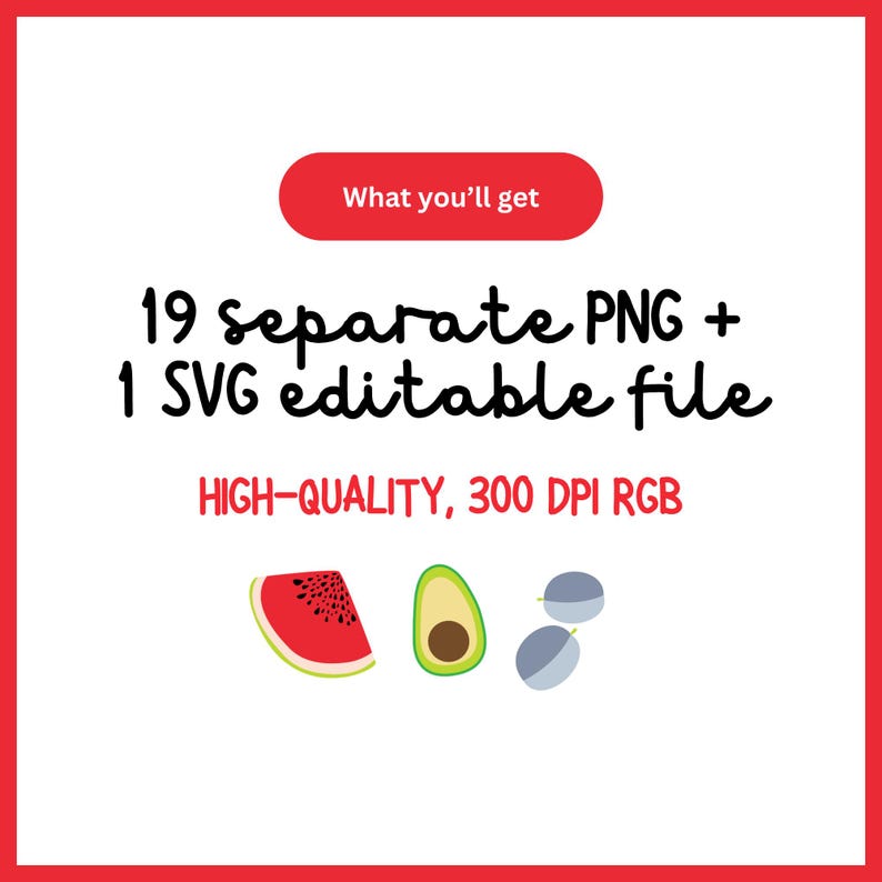 Summer Fruits Clipart Set – 19 PNG + SVG | Watermelon SVG, Summertime ...