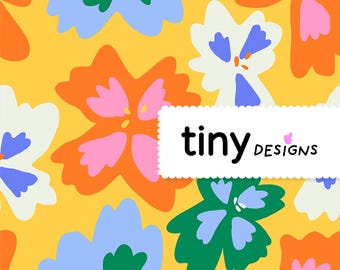 Autumn Fun Yellow Floral Pattern – Funky Seamless Design | Back-to-School Crafts & Fabric Printing