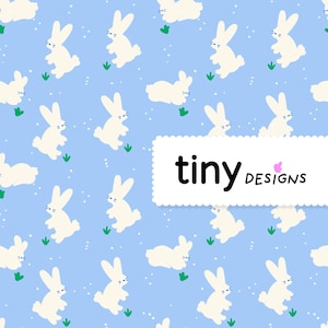Baby Bunny Seamless Pattern – Cute Rabbit Digital Download | Nursery Animal Clipart | Baby Shower, Fabric, Sublimation Design