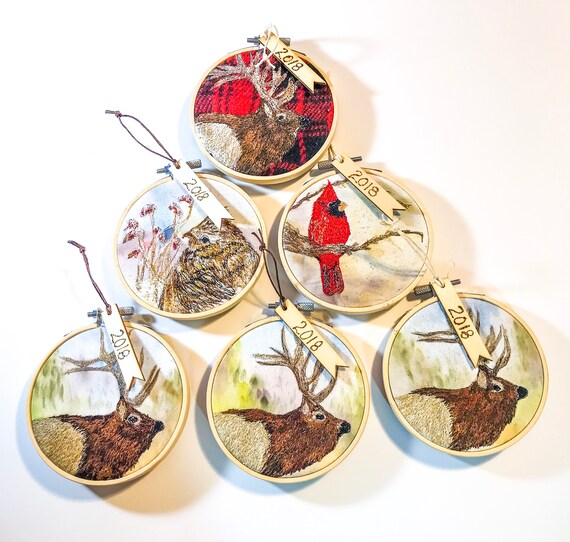 Embroidery Hoop Textile Art Christmas Ornament Holiday Hoops Balsam Fir