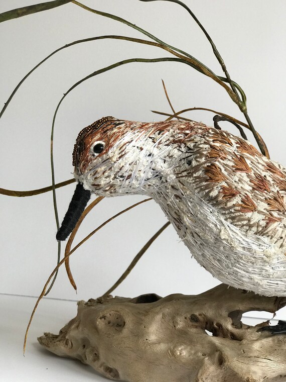 Soft Sculptured Art Sandpiper Beach Wedding Nature Driftwood Decor Home Interior Bird Decor Modern Heirloom