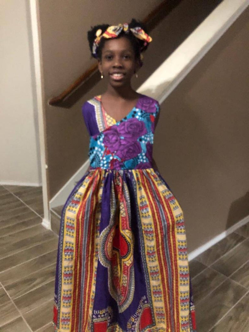 African clothing for girlskids Ankara kente danshiki long dress african Attire African girls party dress african kids fashion