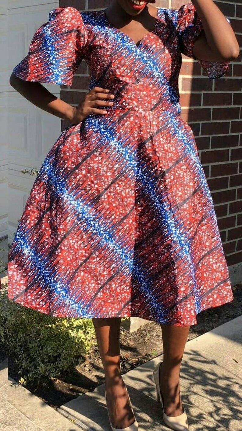 African print women clothing ankara multi color women Ankara print knee length dresses African fashion African clothing