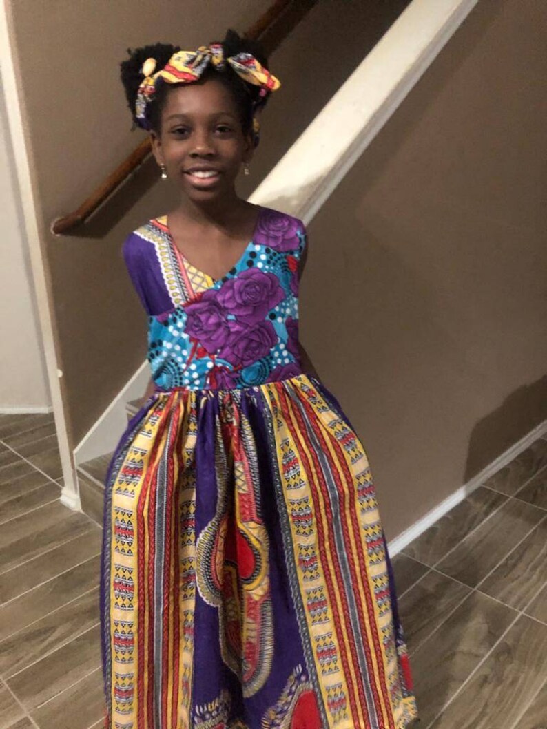 African clothing for girlskids Ankara kente danshiki long dress african Attire African girls party dress african kids fashion
